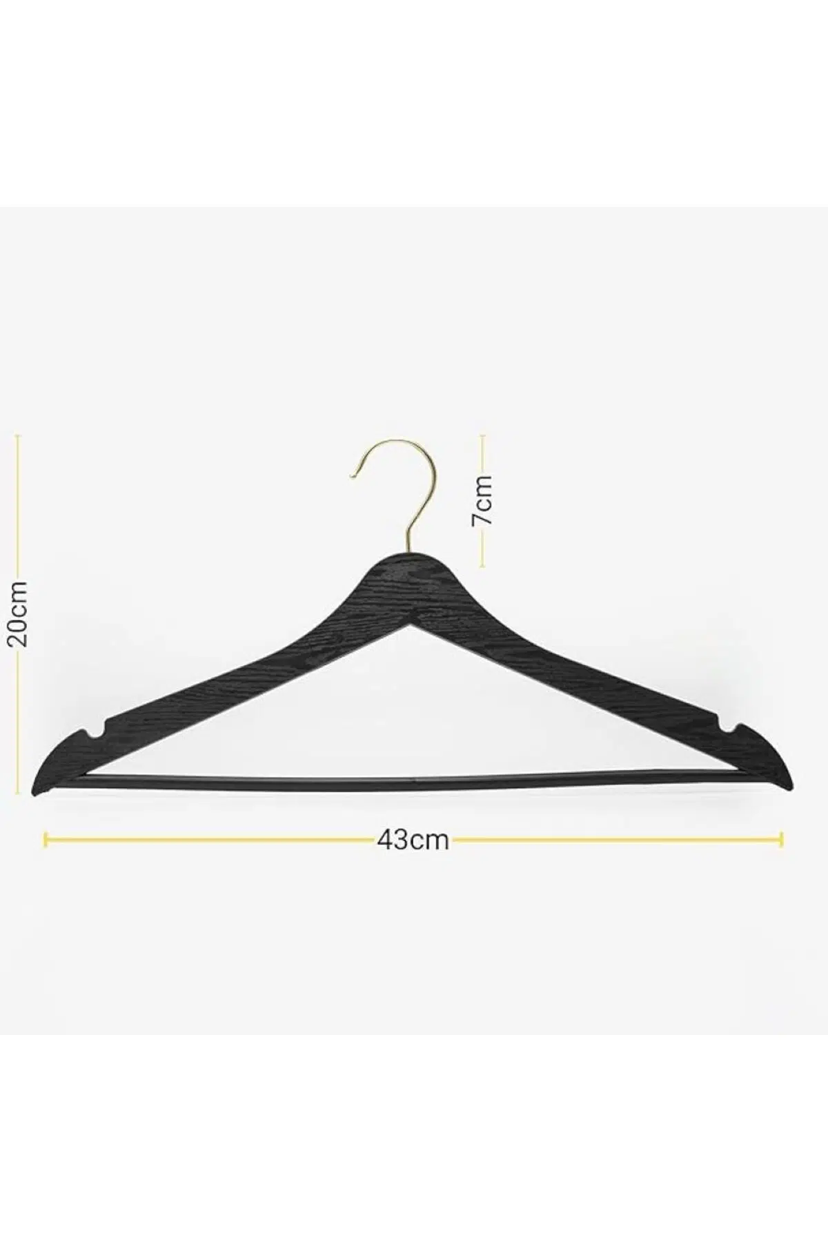 1 Adet Ahşap Görünümlü Plastik A Kalite Askı Pantolon Gömlek Askı - Siyah