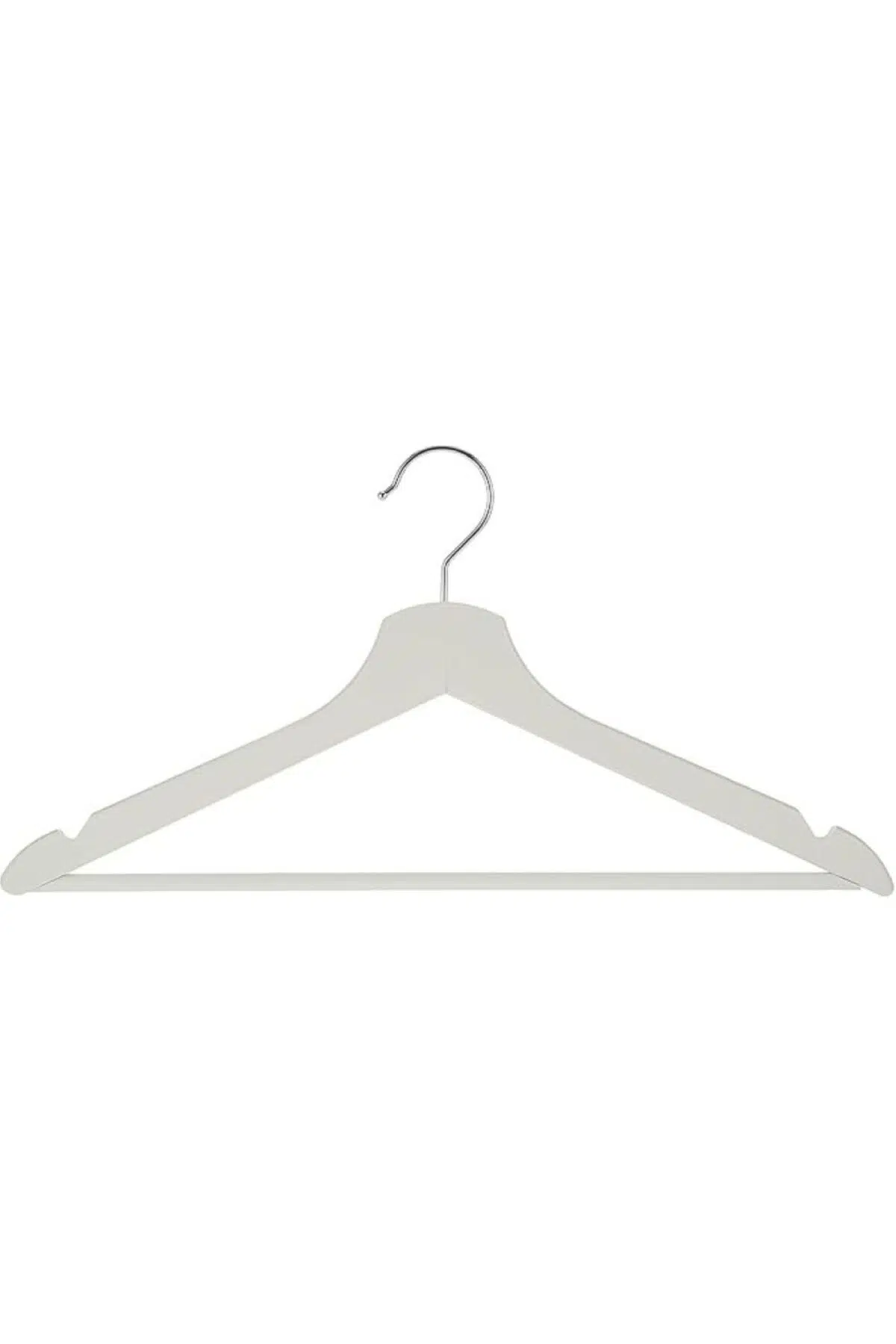 1 Adet Ahşap Görünümlü Plastik A Kalite Askı Pantolon Gömlek Askı - Beyaz