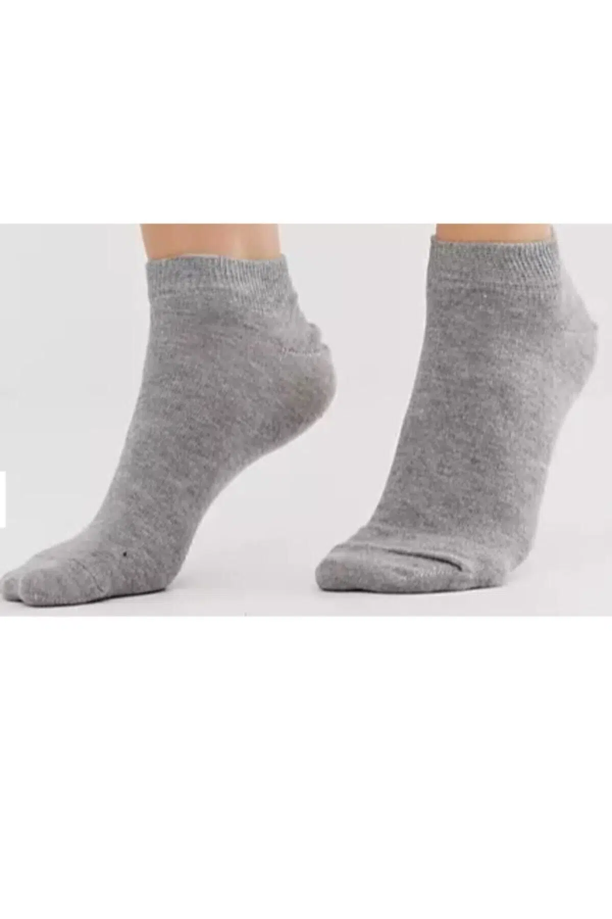 10 Çift Ekonomik Paket Gri Patik Çorap - Gri
