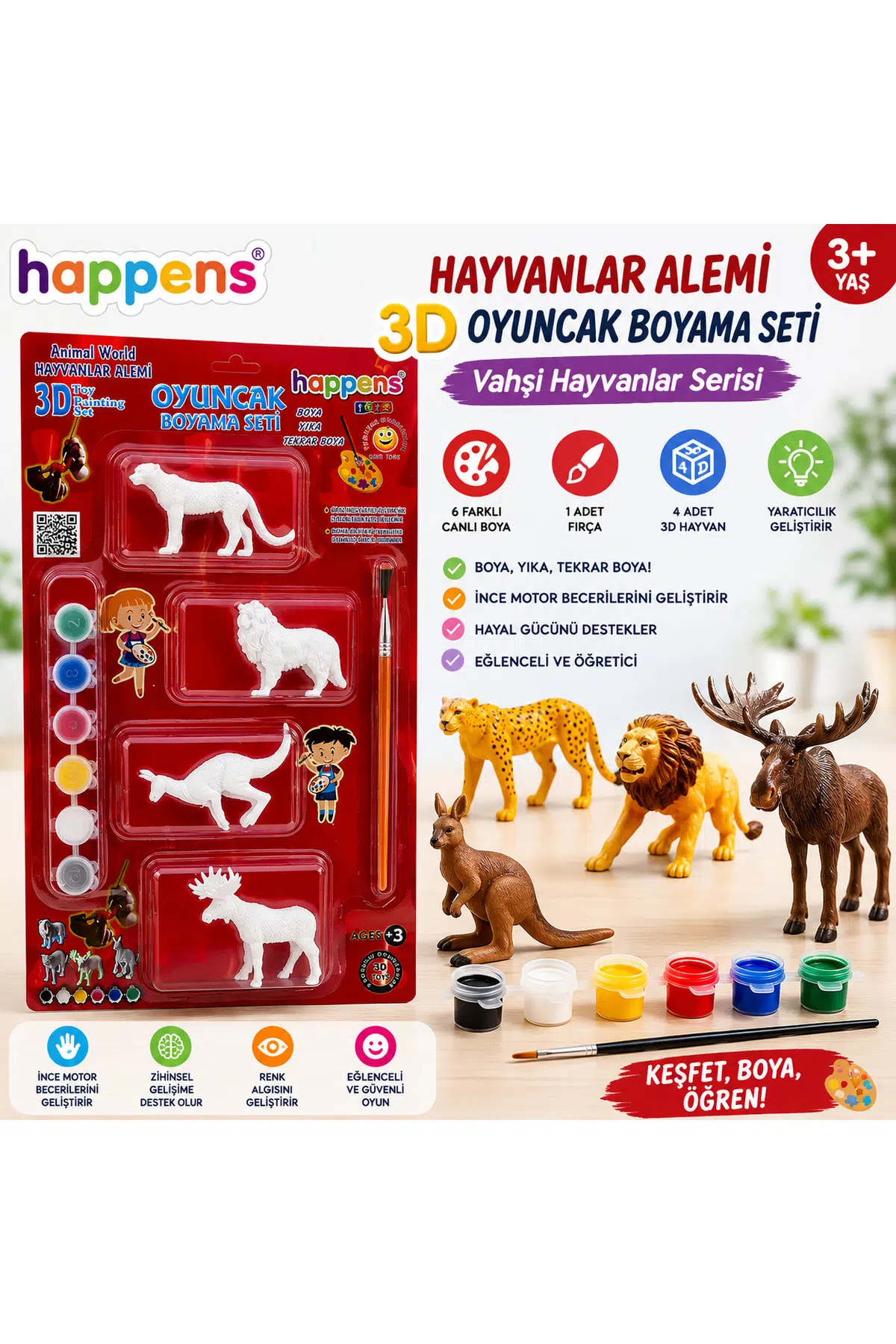 Aslan Kaplan 3D oyuncak boyama seti eğitici boya seti oyuncak yıkanabilir Set-2