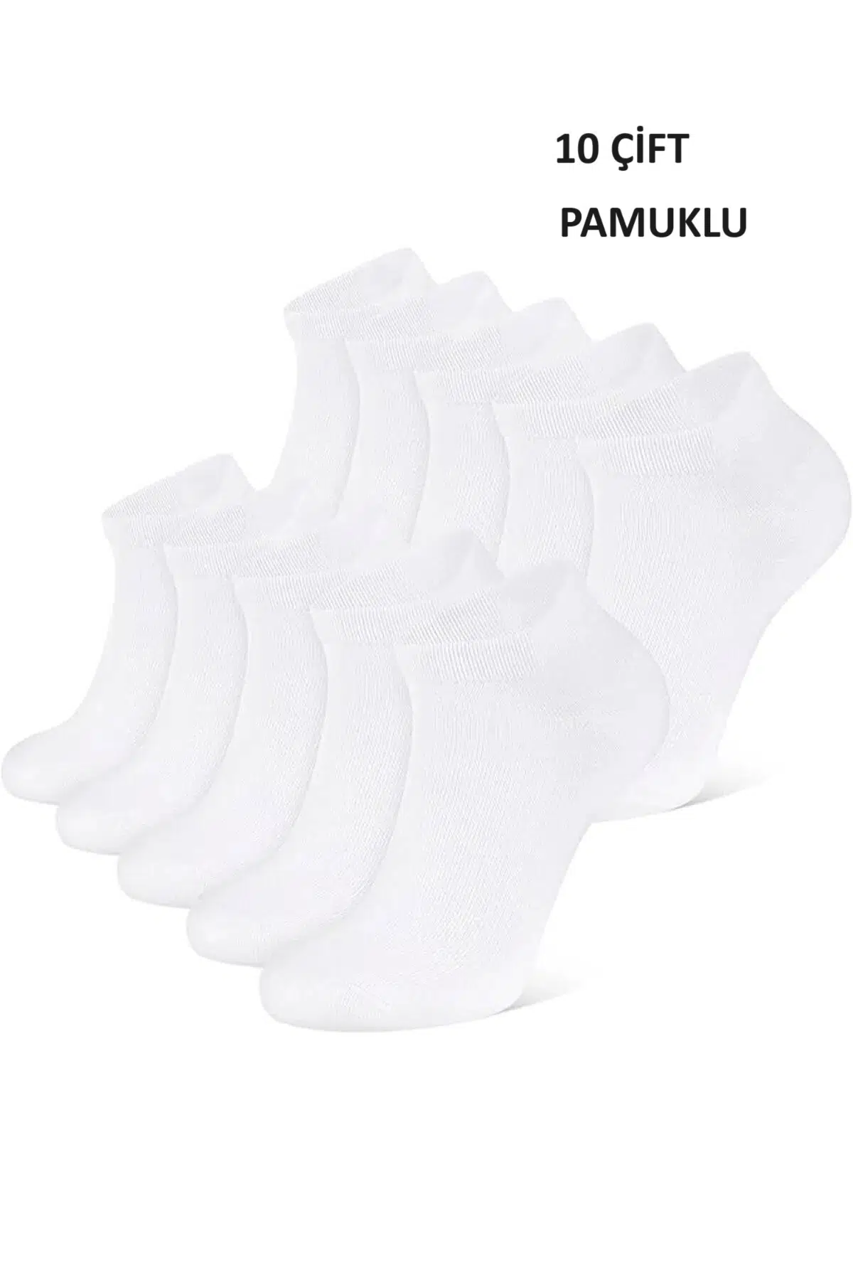 Beyaz Kadın Çorap 5 Çift Patik Kısa Bilek Soket Çorap Erkek Çorap Unisex Pamuklu Yazlık - Beyaz