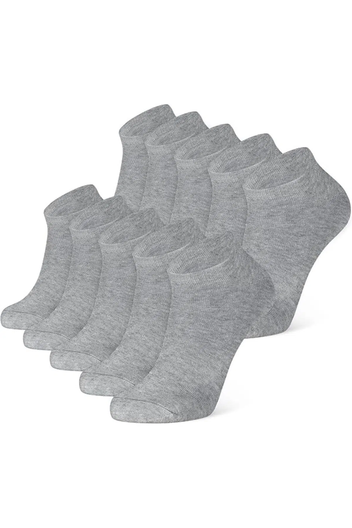 Beyaz Kadın Çorap 5 Çift Patik Kısa Bilek Soket Çorap Erkek Çorap Unisex Pamuklu Yazlık - 10 Çift Gri