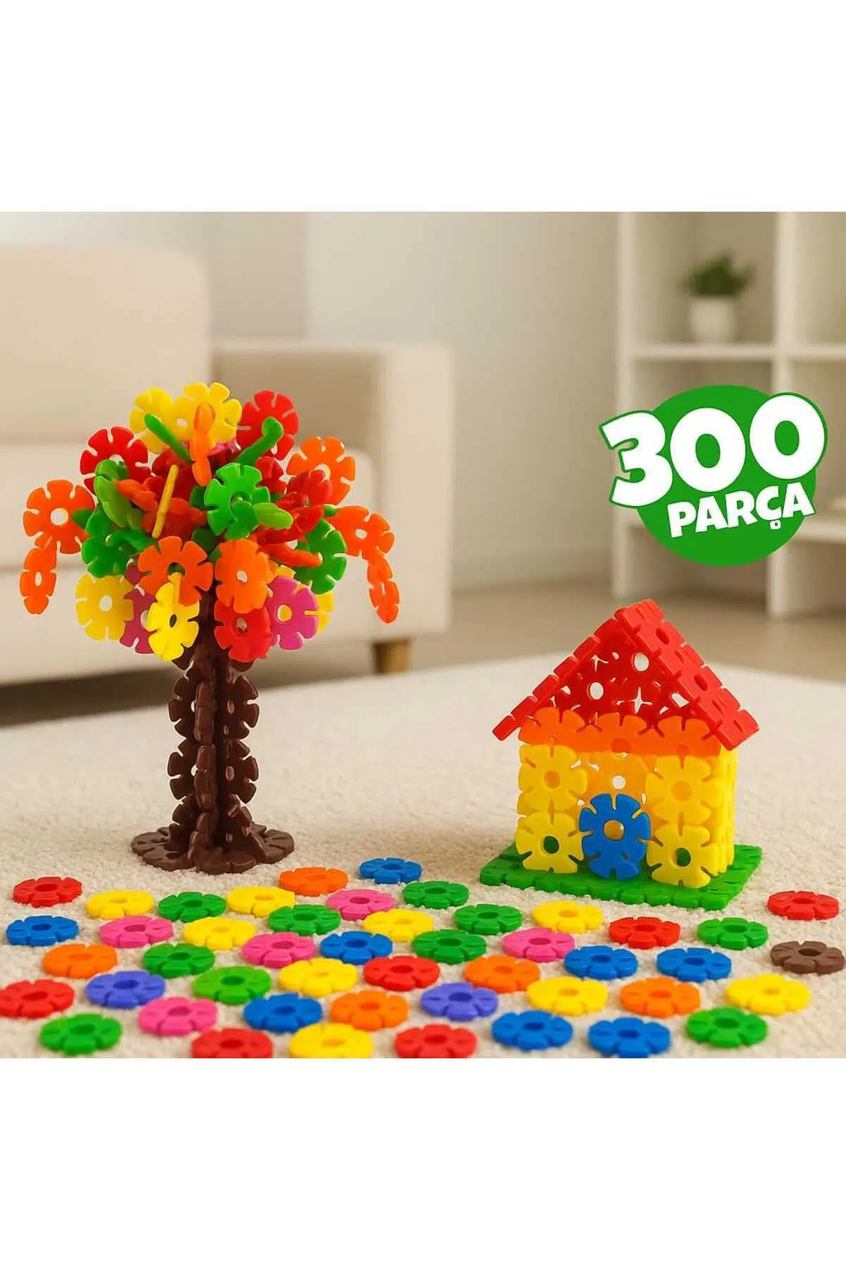 Masterflakes Eğitici Kilitli Diskler Stem Eğitimi Uyumlu 5 Renk 300 Parça Yapı Oyuncak Seti Flakes