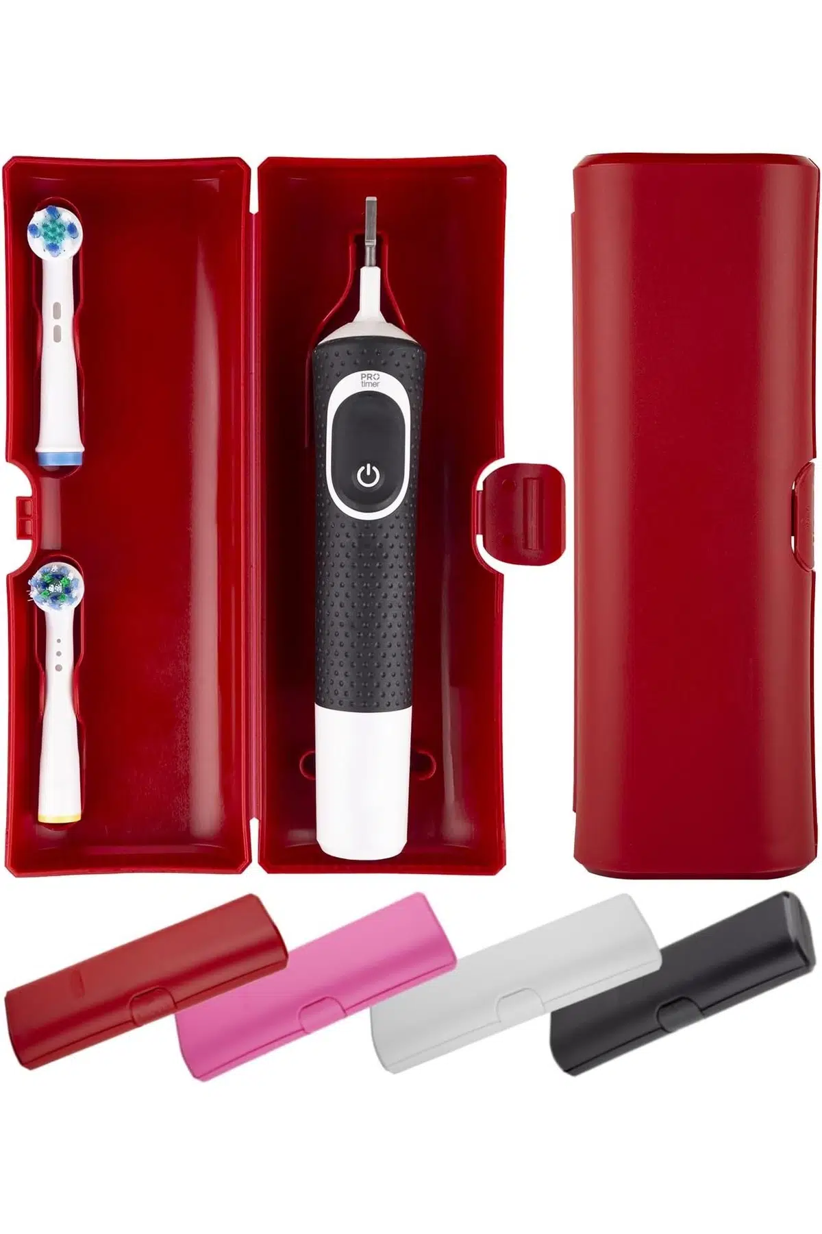 Şarjlı Diş Fırçası Seyahat Kutusu , Diş Fırçası Kutusu Saklama Kabı Hijyenik Seyahat Ve Ev Kullanımı - Kırmızı
